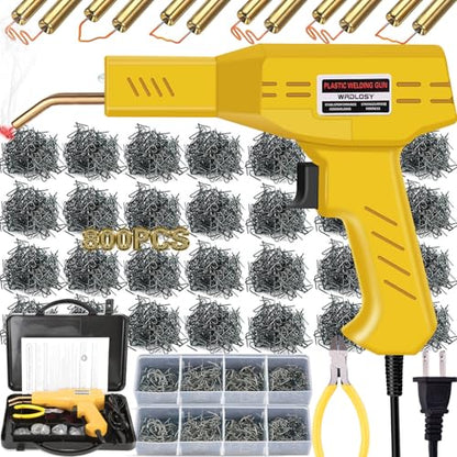 Plastic Welder, 800PCS Staples, Plastic Welding Kit, Must Have for DIYers, Instant On/Off, Welder Kit, Bumper Repair, Portable Toolbox (Yellow) - color: yellow