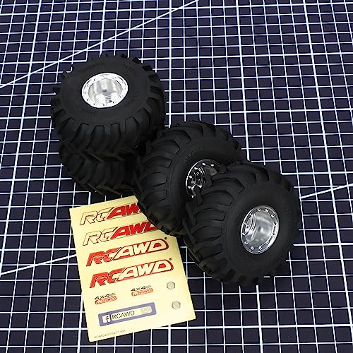 RCAWD Alloy TRX4M Monster Truck Wheel And Tires for 1/18 TRX4M Series Upgrades Part Silver - color: Silver