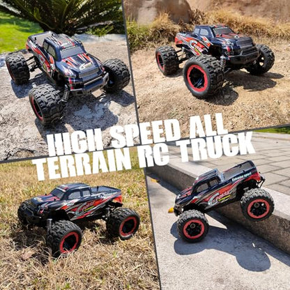 RACENT RC Car, 1:16 Scale All Terrain RC Truck Crossy, 30MPH 4WD Off Road Fast Remote Control Toy, 2.4Ghz High Speed Electric Vehicle with 2 Rechargeable Batteries, 40+ Min Play （Red&Green） - color: Red&green