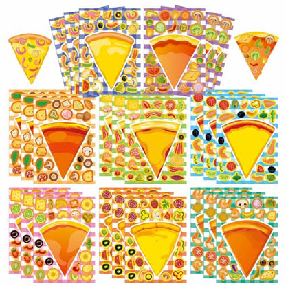 24 Sheets Make a Pizza Stickers for Kids, Make Your Own Stickers | Pizza Parties Cute Party Favors Decorations, DIY Arts Birthday Games Family Night - style: Pizza