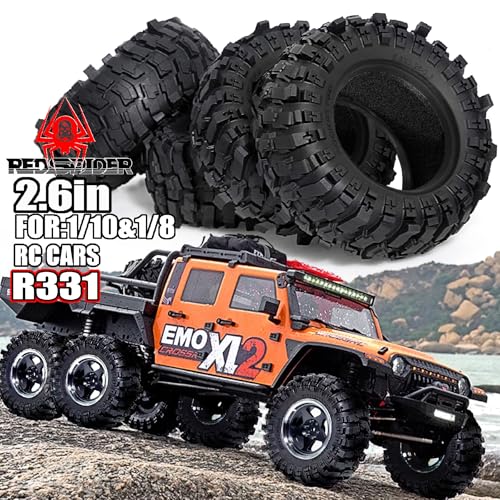 REDSPIDER 2.6'' RC Crawler Tires OD 5.3'' for 1/7 1/8 1/10 RC Crawler Car Axial RBX10 MJX H8H MK07 KM4 (B)