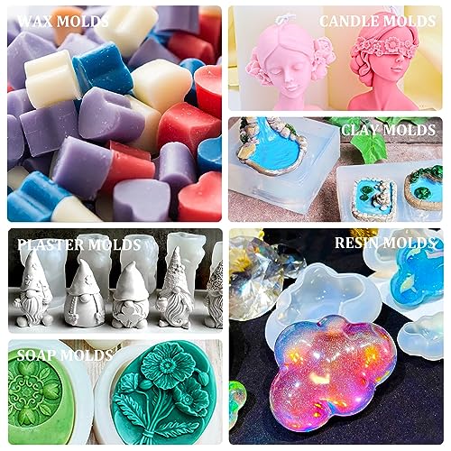 Silicone Mold Making Kit, 46oz/1.2L Liquid Silicone Rubber 15A for Casting | Translucent 1:1 silicone rubber kit includes 3 color pigments for making resin, candle, soap and craft molds with easy mixing - color: Translucent, 46oz