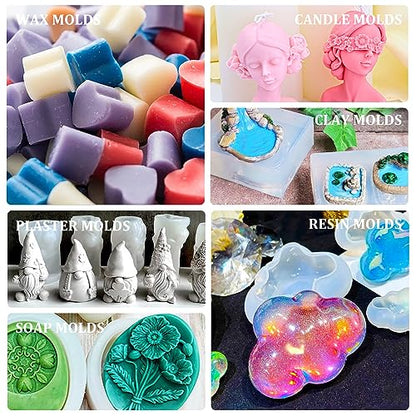 Silicone Mold Making Kit, 46oz/1.2L Liquid Silicone Rubber 15A for Casting | Translucent 1:1 silicone rubber kit includes 3 color pigments for making resin, candle, soap and craft molds with easy mixing - color: Translucent, 46oz