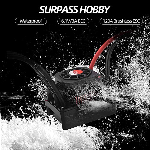 GoolRC 120A Brushless ESC Waterproof Electric Speed Controller for 1/8 1/10 RC Truck Off-Road Car