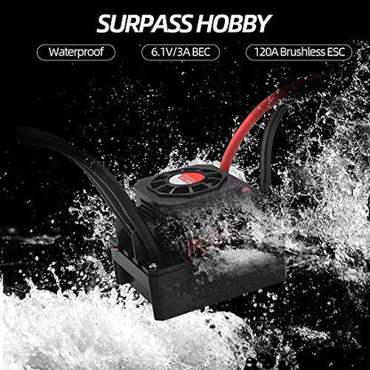 GoolRC 120A Brushless ESC Waterproof Electric Speed Controller for 1/8 1/10 RC Truck Off-Road Car