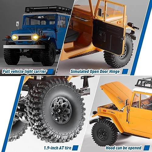 EAZYRC X FMS 1/10 Toyota Land Cruiser FJ40 RS with Licensed RC Truck Blue, All Terrain Waterproof 4WD 35T 550 Motor RC Crawler for Adult,2.4Ghz Remote Control, RS Version(Yellow) - color: Yellow