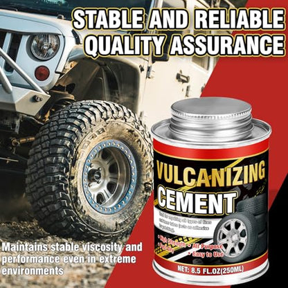 Chemical Vulcanizing Cement 8.5 FL.Oz, Fast-Drying Rubber Cement Glue with Brush, All Purpose Tire Repair Glue, Tire Patch Kit with Brush – 8.5 FL.Oz for Car, Motorcycle, Bike, Rubber