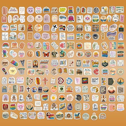 Premium 200 Pcs Christian Stickers, Faith-Based Waterproof Vinyl | 200 Unique Designs Bible Verse & Faith-Based Sticker for Laptops, Journals, Tumblers, Scrapbooks Church Gifts, Teens & Adults - color: Christian Stickers, size: 200 Pcs