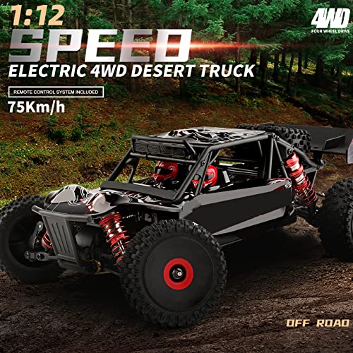 GoolRC WLtoys 124016 V2 Brushless RC Cars, 1:12 Scale Remote Control Car, 4WD 75KM/H High Speed Racing Car for Adults, 2.4GHz All Terrain Off Road RC Truck, Electric Vehicle Buggy with Metal Chassis