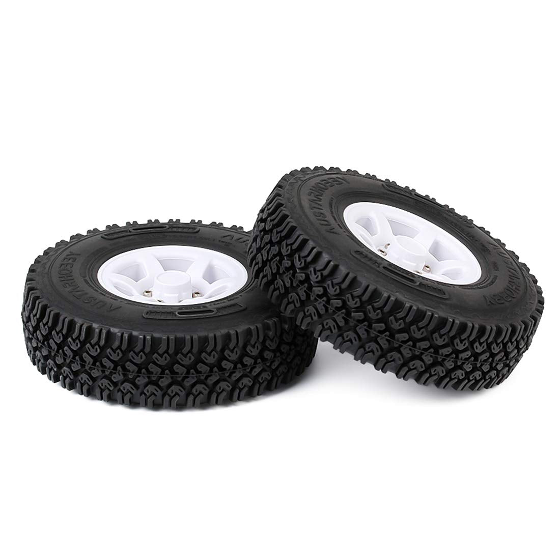 4PCS/Set RC Car 1.55 Inch Beadlock Plastic Wheel Rim Rubber Tires Compatible with 1/10 RC Crawler Car Axial AX90069 D90 TF2 Tamiya CC01 LC70 (White) - color: White