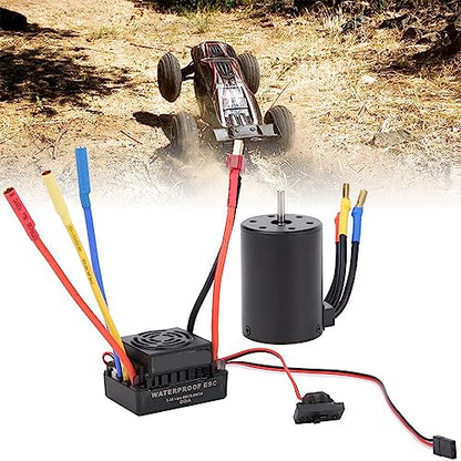 Drfeify 3650 3900KV Brushless Motor, 60A Sensorless Water Proof RC ESC Kit for 1/10 RC Truck