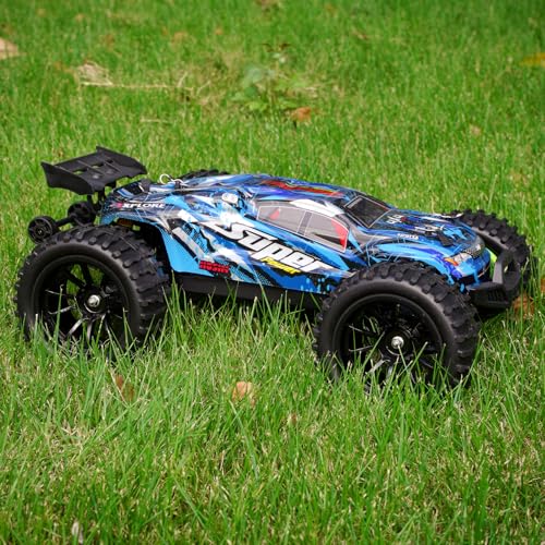 Hosim 55 * 115 mm RC Tires, All Terrain Soft Tire Mounted on 12mm Hex Wheels (Set of 4) for 1/10 RC Cars (Black Wheel hub) - color: Black