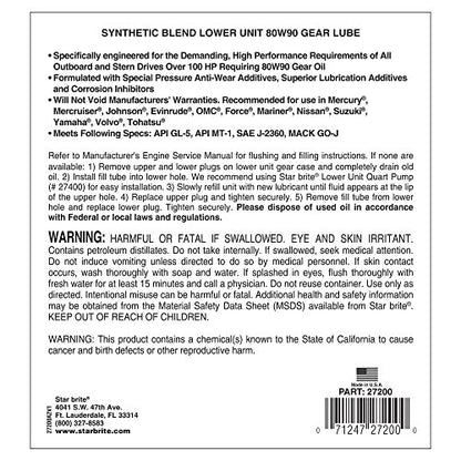 Star brite Premium Lower Unit Gear Lube - size: 128 Oz Gallon, style: 80W-90W Synthetic