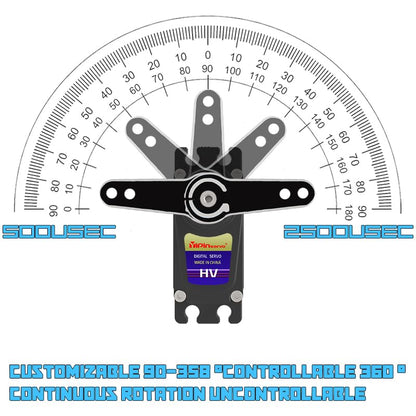 70KG High Torque,GX3270BLS Digital RC Servo, 180/270/360 Degree Metal Gear, IP68 Brushless Motor, Black (180 Degree) - style: 180 Degree