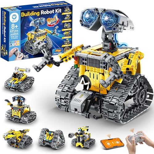 Sillbird Robot Building Kit with APP & Remote Control Gifts for Boys 8-13 | STEM Coding Robotic Toys, Educational Birthday Presents for Kids, App-Controlled, Buildable 6in1 Models, 631 Pieces - color: 1-yellow