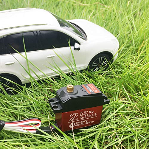 Pack of 2 Digital Servo 25KG Full Metal Gear High Torque Waterproof for RC Car Crawler Robot - size: 25kg x 2PCS(270°)