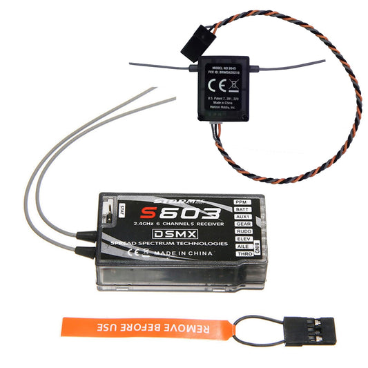 6 Channels 2.4GHz S603 Aircraft Receiver for JR/Spektrum DSM-X DSM2 Remote Control Ultra Long Range 6CH 3.5-9.6V Receiver - color: S603 Host + Satellite