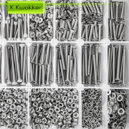 2540Pcs M3 Screws 4MM to 35MM, Socket Head Screws & Flat Head Screw, 304 Stainless Steel Assorted Nuts and Bolts Assortment Kit M3 Screw Kit with Nuts, Washer and Lock Washers - size: L. M3