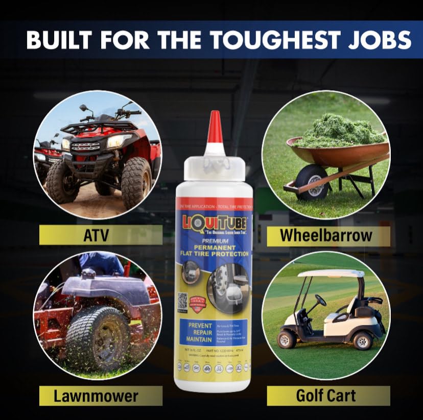 Premium Heavy Duty Tire Sealant - Permanent Flat Tire Protection for Trailer and Off Road Tires - Maintain Air Pressure, Balance - Seal Punctures, Bead, Rim, Tire Weathering Leaks (32 oz) - size: 32 oz