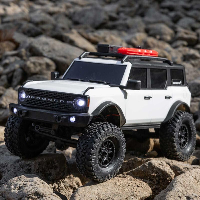 Axial 1/24 SCX24 F Bronco 4X4 RTR Brushed Rock Crawler (Battery & Charger Included) - Remote Control Car, RC Cars, RC Rock Crawler 4WD RTR 1/24 Scale for Adult (White (AXI00006V2T4)) - color: White (Axi00006v2t4)