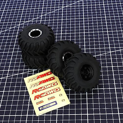 RCAWD Alloy TRX4M Monster Truck Wheel And Tires for 1/18 TRX4M Series Upgrades Part Black - color: Black
