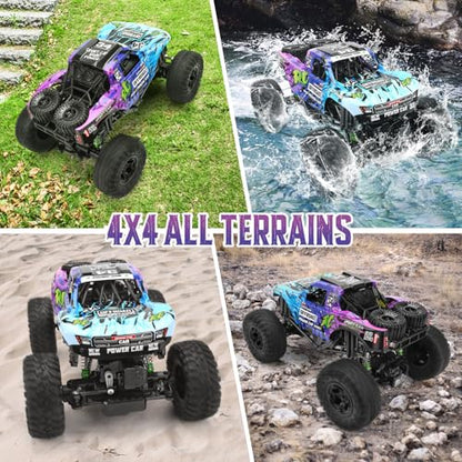 Remote Control Truck,1:12 4x4 Offroad Waterproof RC Amphibious Monster Toys | 2 Rechargeable Batteries Dual Motors Crawler Vehicle Monster Trucks for kids Adults Birthday Christmas Gift Toys - color: Blue