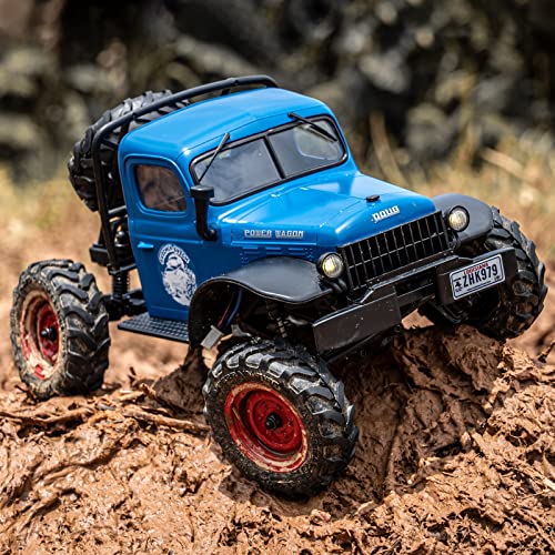 BEEZRC FMS 1/24 RC Crawler FCX24S Power Wagon S RTR, 4WD Off-Road Mini Rock Crawler Remote Control Car, 2.4GHz Hobby Grade Electric RC Truck, Hobby rc Crawlers for Adults (Blue) - color: Blue