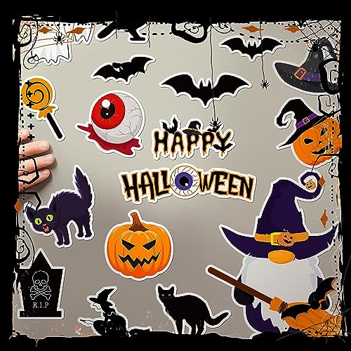 gunhunt 25 PCS Halloween Gnome Stickers, Car Pumpkin Ghost Refrigerator Decoration Stickers, Garage Door Halloween Holiday Waterproof Decals for Car Door Locker Home Decoration