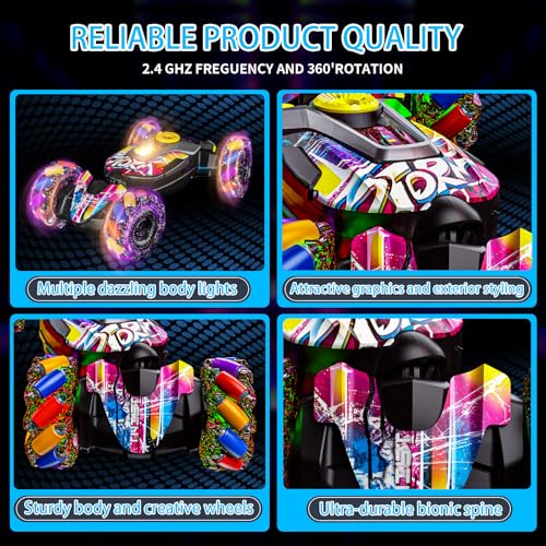 Gesture Sensing RC Stunt Car,Remote Control Car Toys for Ages 5-7-13,with Lights Music Spray,4WD 360° Spins All Terrains Kids Toys RC Cars,3-6 Year Old Boy Birthday Gift & 3-12 Best Gift for Kids - style: fantasy