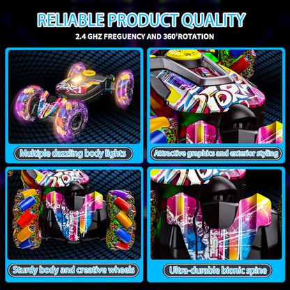 Gesture Sensing RC Stunt Car,Remote Control Car Toys for Ages 5-7-13,with Lights Music Spray,4WD 360° Spins All Terrains Kids Toys RC Cars,3-6 Year Old Boy Birthday Gift & 3-12 Best Gift for Kids - style: fantasy