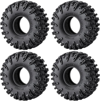 MOHERO 4Pcs 1.1 Tires - 64mm All Terrain Soft Sticky Tires for 1/18 TRX4M 1/24 SCX24 RC Crawlers Car Upgrade Parts(Style A) - color: Style a