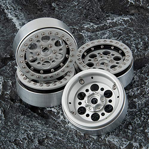 Aluminum Alloy 2.2" Beadlock Wheels Rims for 1/10th Scale RC Crawler Car -Pack of 4pcs (Silver)