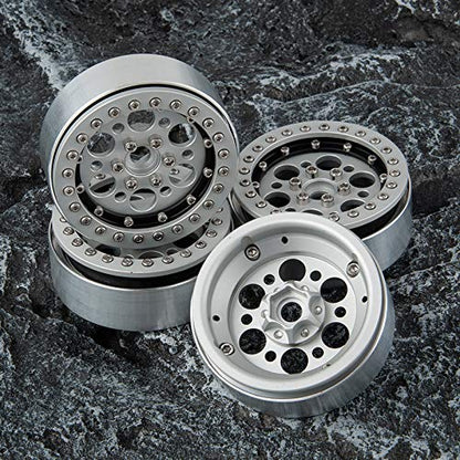 Aluminum Alloy 2.2" Beadlock Wheels Rims for 1/10th Scale RC Crawler Car -Pack of 4pcs (Silver)