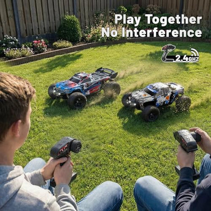 RC Cars 1:18 4x4 High Speed Monster Truck for Kids and Adults, 36 km/h Off Road Remote Control Vehicle, Waterproof RC Truck with Metal Drivetrain & Metal CVD, 2 Batteries, All Terrain RC Toys Gifts - color: Blue