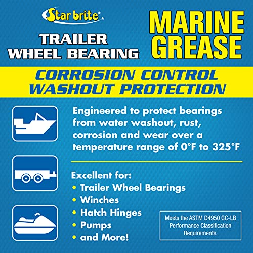 STAR BRITE Trailer Wheel Bearing Grease NLG#2 - Advanced Marine-Grade Protection Against Rust, Corrosion & Water Washout - style: 16 Oz Tub