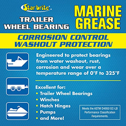 STAR BRITE Trailer Wheel Bearing Grease NLG#2 - Advanced Marine-Grade Protection Against Rust, Corrosion & Water Washout - style: 3 OZ 2-Pack