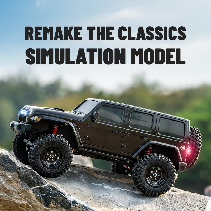 1:18 Scale RC Car Black Warrior PRO – Wrangler-Style Rock Crawler Off-Road Truck with High-Torque Motor, 20A Waterproof ESC, 2.4GHz Remote, 7.4V Battery for Adults & Hobbyists