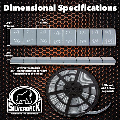 Silverback 1/4 oz Grey Steel Tape Wheel Weights with EZ Peel Tape. Designed for the Professional Tire Dealer. Cars, Trucks, SUV's & Motorcycles. 10lb Roll .25 oz Grey Tape Weight. - color: 1 Roll 1/4 oz Grey