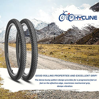 Hycline Mountain Bike Tire: 20/24/26/27.5-inch Folding Replacement High-Performance Wear-Resistant Bicycle Tires for MTB Off-Road Bike - size: 24x1.95 30TPI, style: Qty 2 Tires