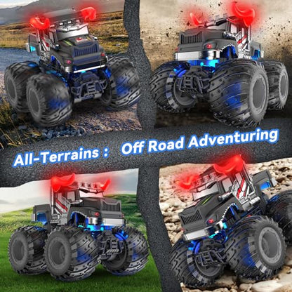 AUUGUU Remote Control Car, 2.4GHz Monster Trucks Toys with Light Spray, Birthday Gift for Kids 3 4 5 6 7 8, All Terrain RC Cars, Toddler Toys for Boys Girls 3+ Year Old (Bull) - style: Bull