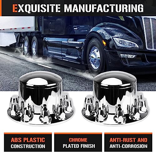 Aeagle Dome Rear Axle Cover Combo Kits for Semi Truck Hubs w/Screw-On 33mm Lug Nut, ABS Plastic Chrome Plated, 10 Hole Removable Caps, 4Pcs - color: Rear Dome