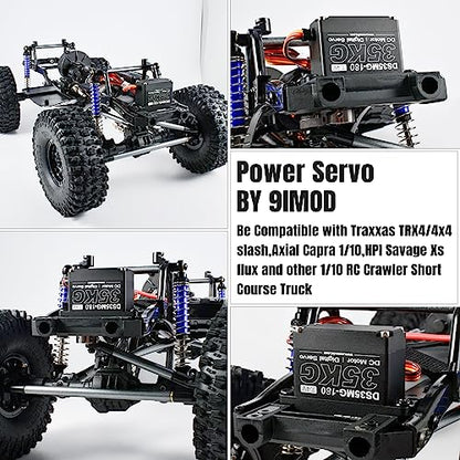Waterproof 35KG High Torque RC Steering Servo Motor, Powerful & Fast Full Metal Gear Digital High Speed arduino servo for 1/8 1/10 1/12 RC Cars, Crawler, Truck, Buggy, Robotic, Control Angle 180° - size: 35kg 180°