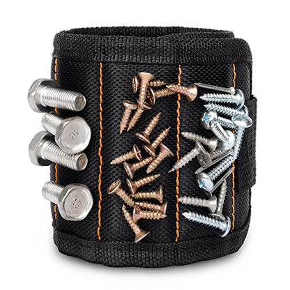 GOOACC G0010A 2 Pack 15 Magnetic Wristband Holding Screws Nails Drill Bits Gadgets Tools Gift for Men Him Dad DIY Handyman Electrician Husband, 2 Pack - color: Black 2 Pack