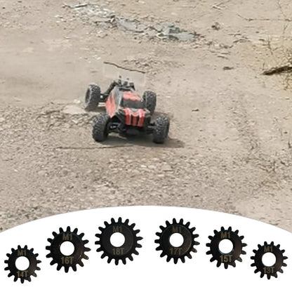 6-Pack，Mod 1 Pinion Gears Set - 13T 14T 15T 16T 17T 18T Hardened Steel, 5mm Shaft Hole, RC Car Motor Gears Upgrade Kit with Screws & Hex Wrench