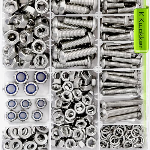 500Pcs M6 M8 Button Head Hex Socket Metric Screws Assortment Kit | 12mm-40mm 304 Stainless Steel Machine Nuts and Bolts with Lock Nut and Washers, M6x1.0 Bolt, M8x1.25, for Equipment Assembly - size: G. M6 M8