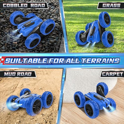 A ALPHA 2-Pack RC Car Bundle: Gesture Remote Control Stunt Car & Double-Sided 4WD Wall Climbing Truck, Both with 360°Flips, 2.4GHz, Lights & Music Remote Control Toys, Gifts for Boys 5-12 Years Old