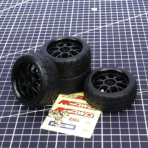 RCAWD Pre-Glued RC Wheel and Tires fit 12mm Hex Hub for 1/10 Redcat, Hpi, Tamiya, Associated, HSP,ExceedRC Series On Road Drift RC Car