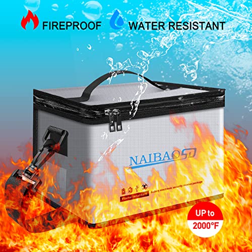 Fireproof Lipo Battery Bag, 11 x 8 x 6.5 in | Explosionproof, Large Capacity, Fire Resistant, Detachable Shoulder Strap, Double Metal Zipper - color: Gray03