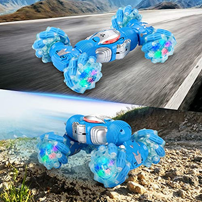 Remote Control RC Cars for Boys, Gesture Sensing RC Stunt Car 6 7 8-12 9 10 11 Year Old Kids Gifts, 4WD Off Road Double Sided Drift Truck, Best Birthday Gift - color: Single Remote Control Stunt Car