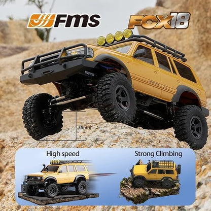FMS 1/18 FCX18 RC Crawler Land Cruiser LC80 Toyota Officially Licensed, 4WD RTR RC Rock Truck with 2.4Ghz Transmission, Portal Axles, LED Lights for Adults Hobby Gifts (Blue) - color: Blue